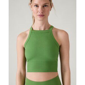 New Athleta M Aurora Seamless High Neck V-Back Tank Medium Baja Green